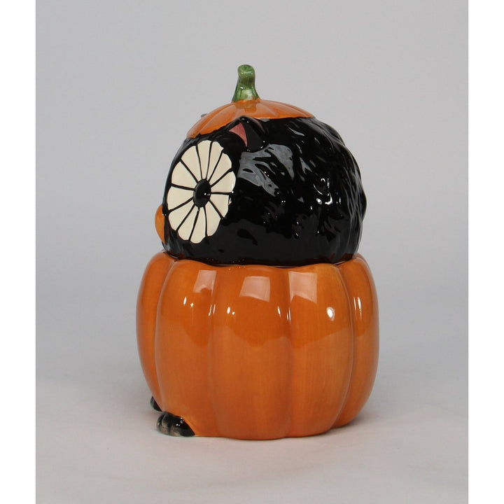 Ceramic Black Owl Pumpkin Candy Box 5x4.5x6.75 Fall Halloween Image 4