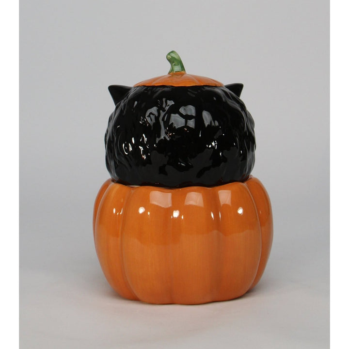 Ceramic Black Owl Pumpkin Candy Box 5x4.5x6.75 Fall Halloween Image 6