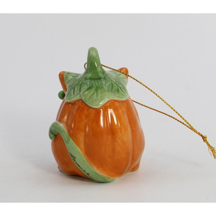 Ceramic Halloween Cat Pumpkin Ornament 2" Kitchen Home Image 3