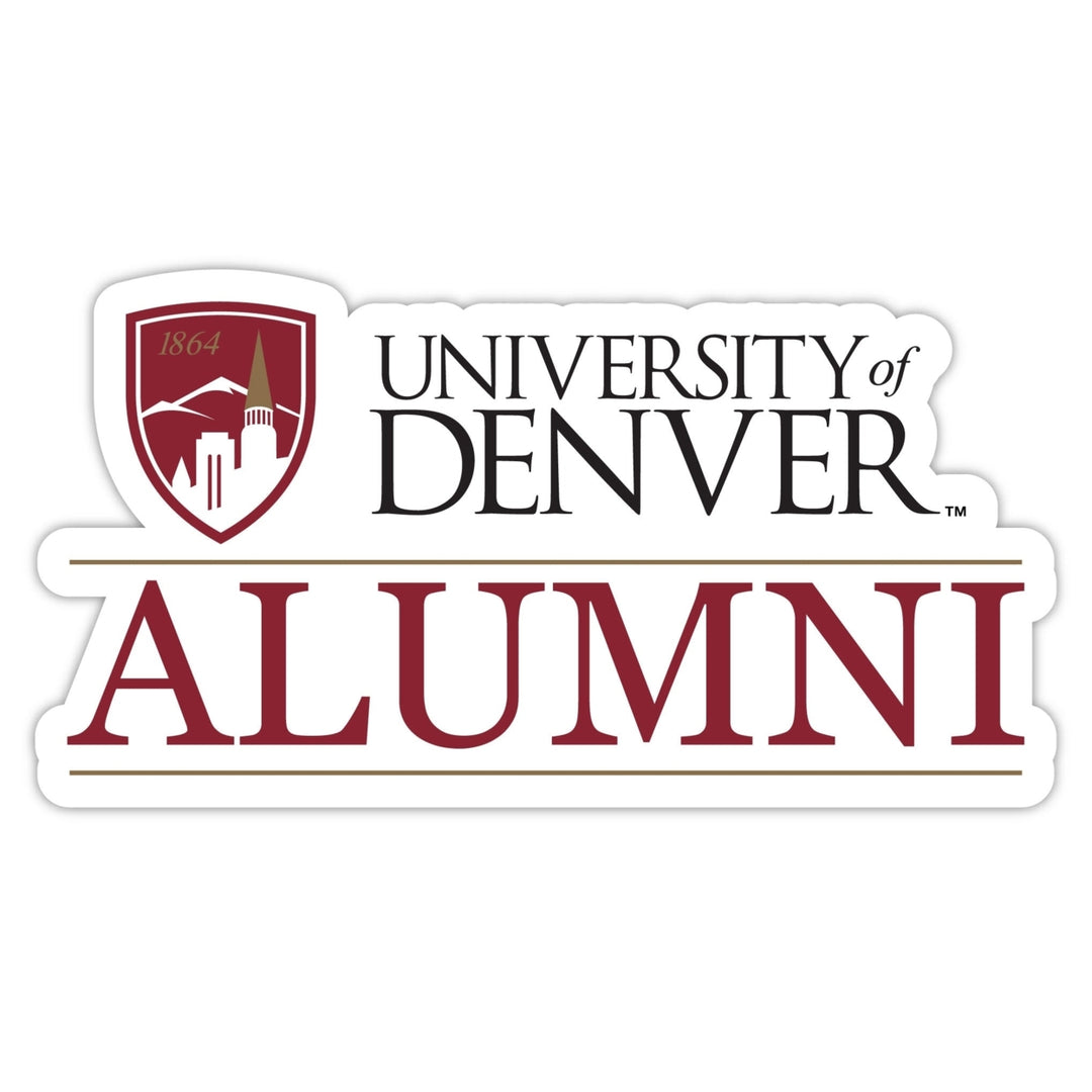 University of Denver Pioneers 4-Inch Alumni 4-Pack NCAA Vinyl Sticker - Durable School Spirit Decal Image 1