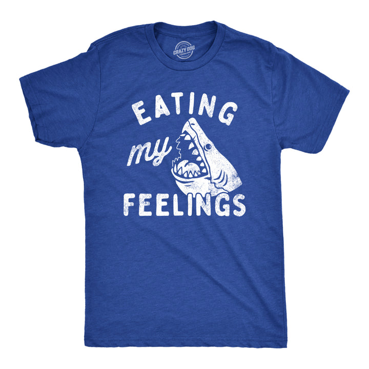 Mens Eating My Feelings T Shirt Funny Shark Bite Joke Tee For Guys Image 1