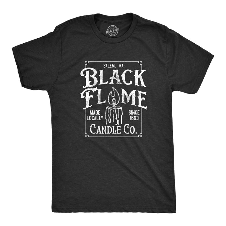 Mens Black Flame Candle Co T Shirt Funny Spooky Halloween Candles Company Tee For Guys Image 1