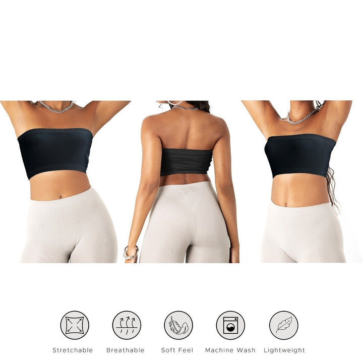 2-Pack: Womens Comfort Strapless Seamless Sports Bra Yoga Underwear Tube Top Image 10