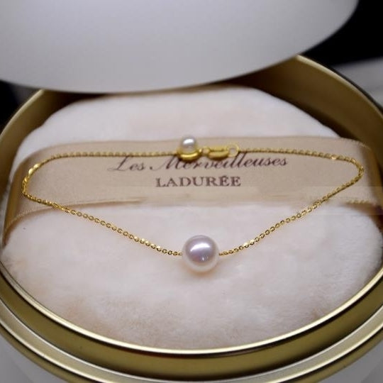18K Gold Natural Double Pearl Bracelet Womens Summer Hot Selling Fashion OL Antioxidant Handwear Image 1