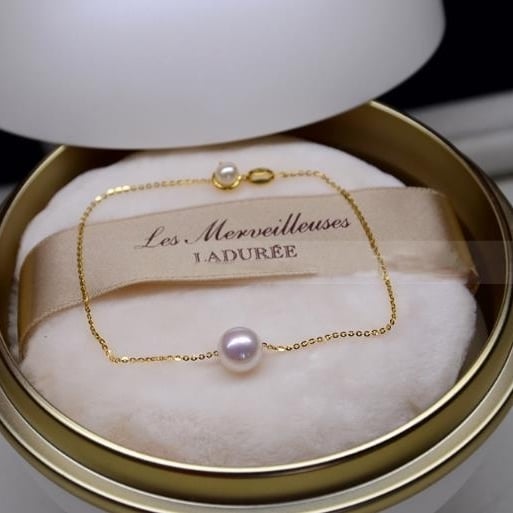 18K Gold Natural Double Pearl Bracelet Womens Summer Hot Selling Fashion OL Antioxidant Handwear Image 2