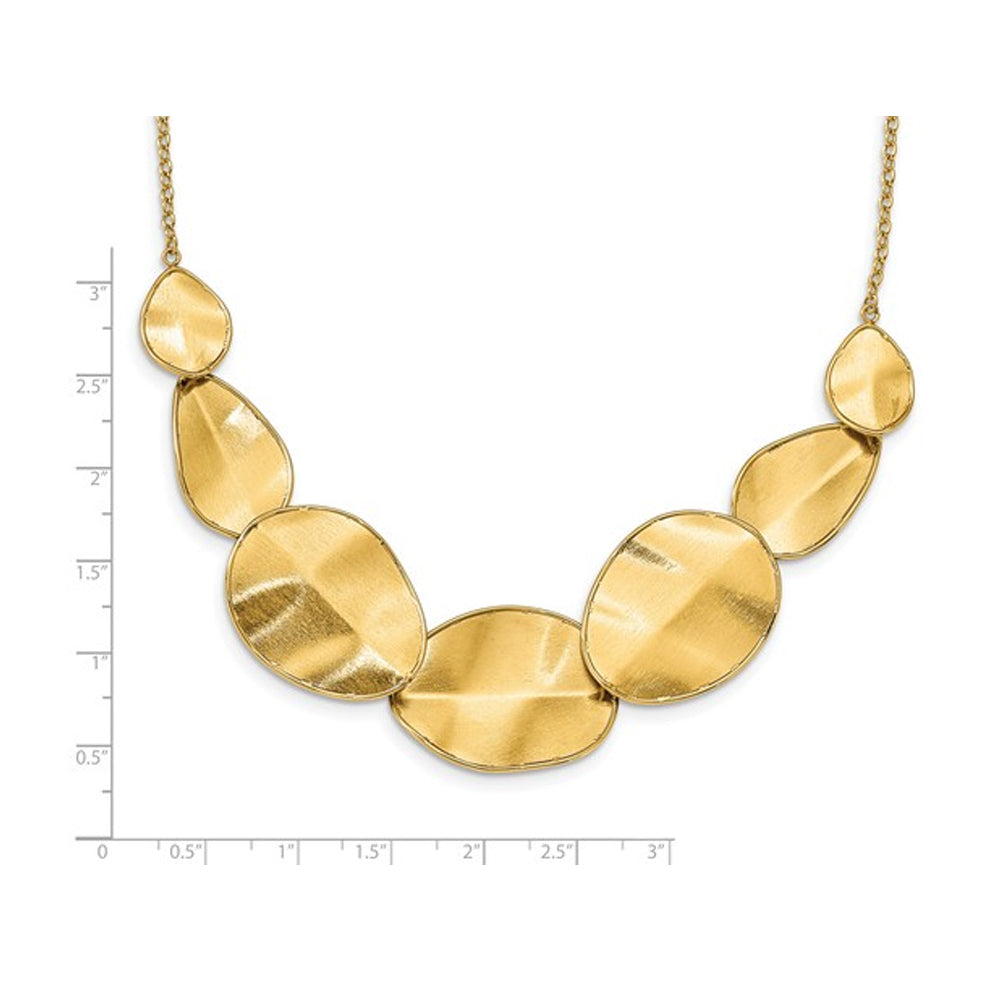 14K Yellow Gold Textured and Polished Necklace (16.5 inches) Image 2
