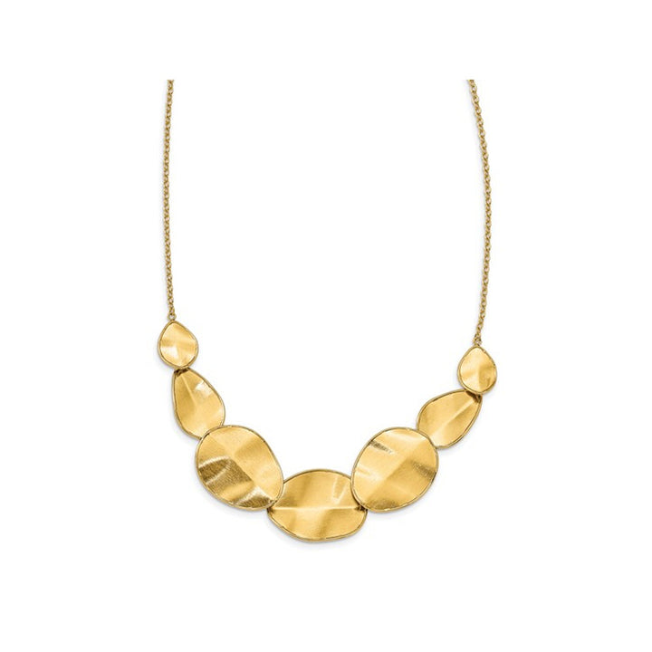 14K Yellow Gold Textured and Polished Necklace (16.5 inches) Image 3