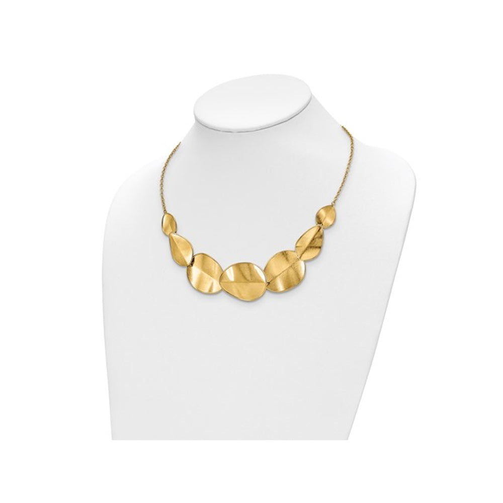 14K Yellow Gold Textured and Polished Necklace (16.5 inches) Image 4