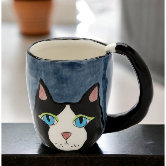 Black Cat Mug Ceramic 8oz Cute Gift for Cat Lovers and Moms Image 1