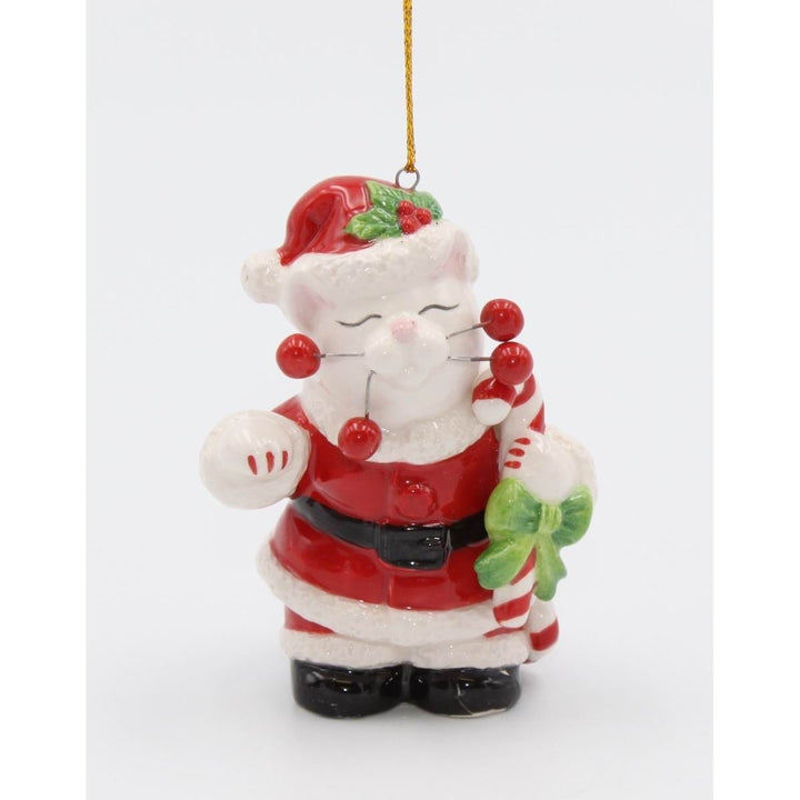 Ceramic Santa Cat Ornament Home D cor  Christmas D corCat Lovers Gift, Image 3