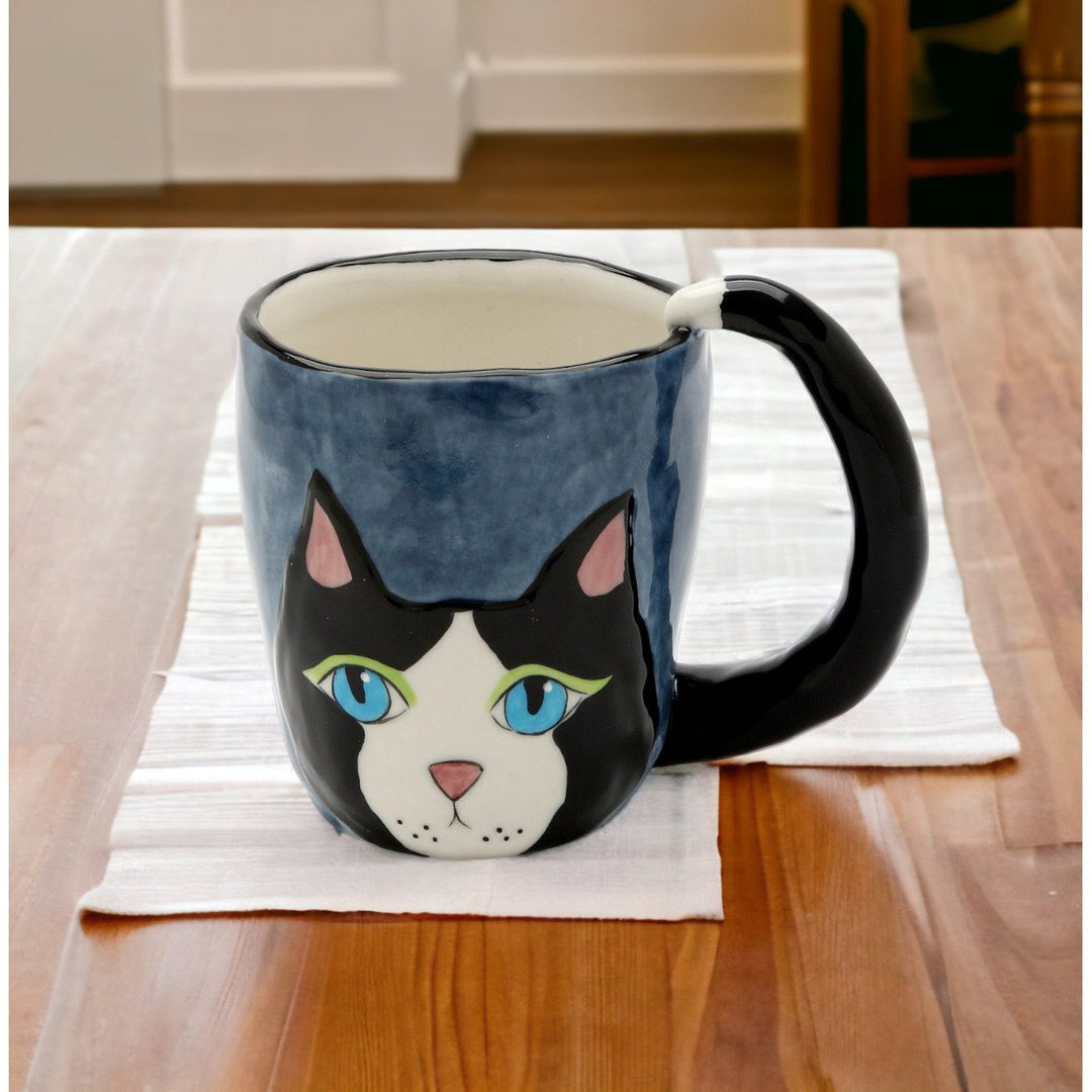 Black Cat Mug Ceramic 8oz Cute Gift for Cat Lovers and Moms Image 2