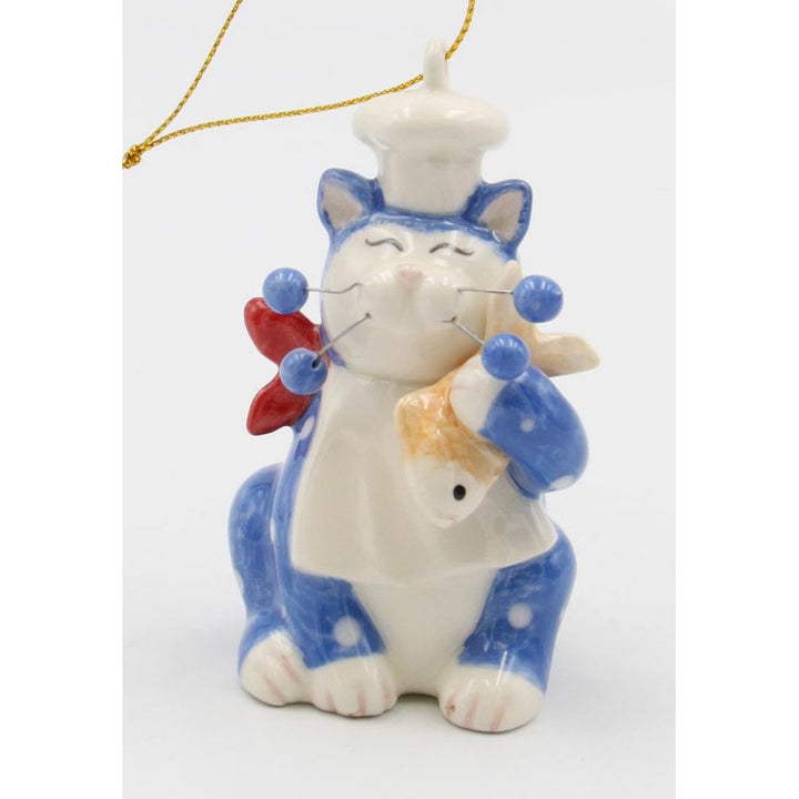 Ceramic Whisker Cat Chef Ornament 2x2x3.5 Decor Gift for Cat Lovers and Chefs Image 3