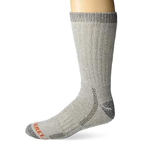 Merrell Mens Hiker Socks Wool Blend Cushioned Crew Heavyweight Brown 1 Pack Image 4