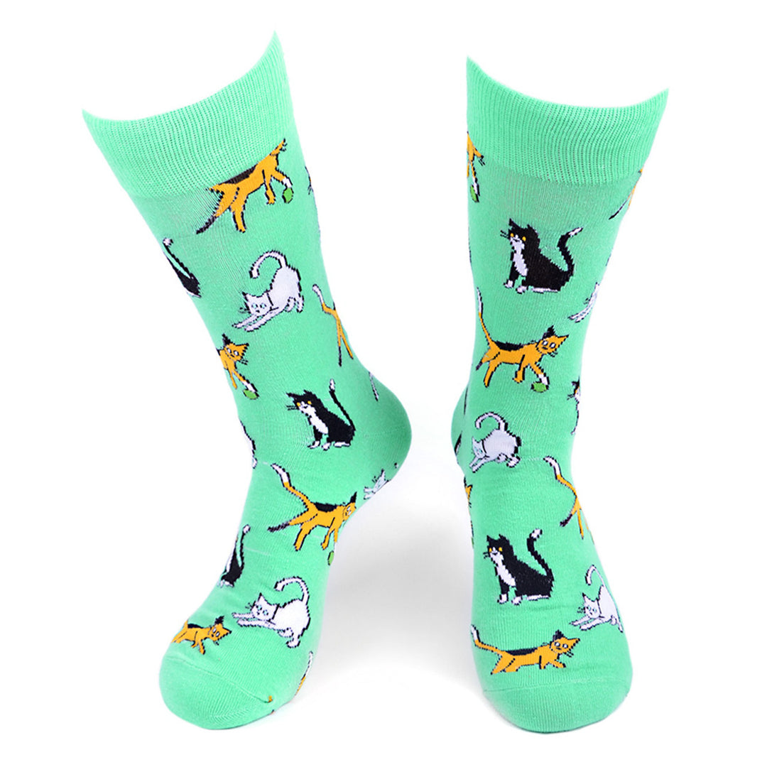 Funny Socks Crazy Kitty Socks Cat Novelty Socks Playful Cats Crew Socks Cats Image 1