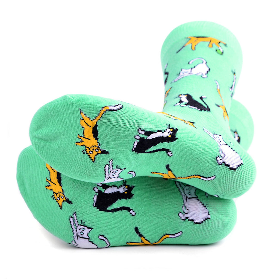 Funny Socks Crazy Kitty Socks Cat Novelty Socks Playful Cats Crew Socks Cats Image 2