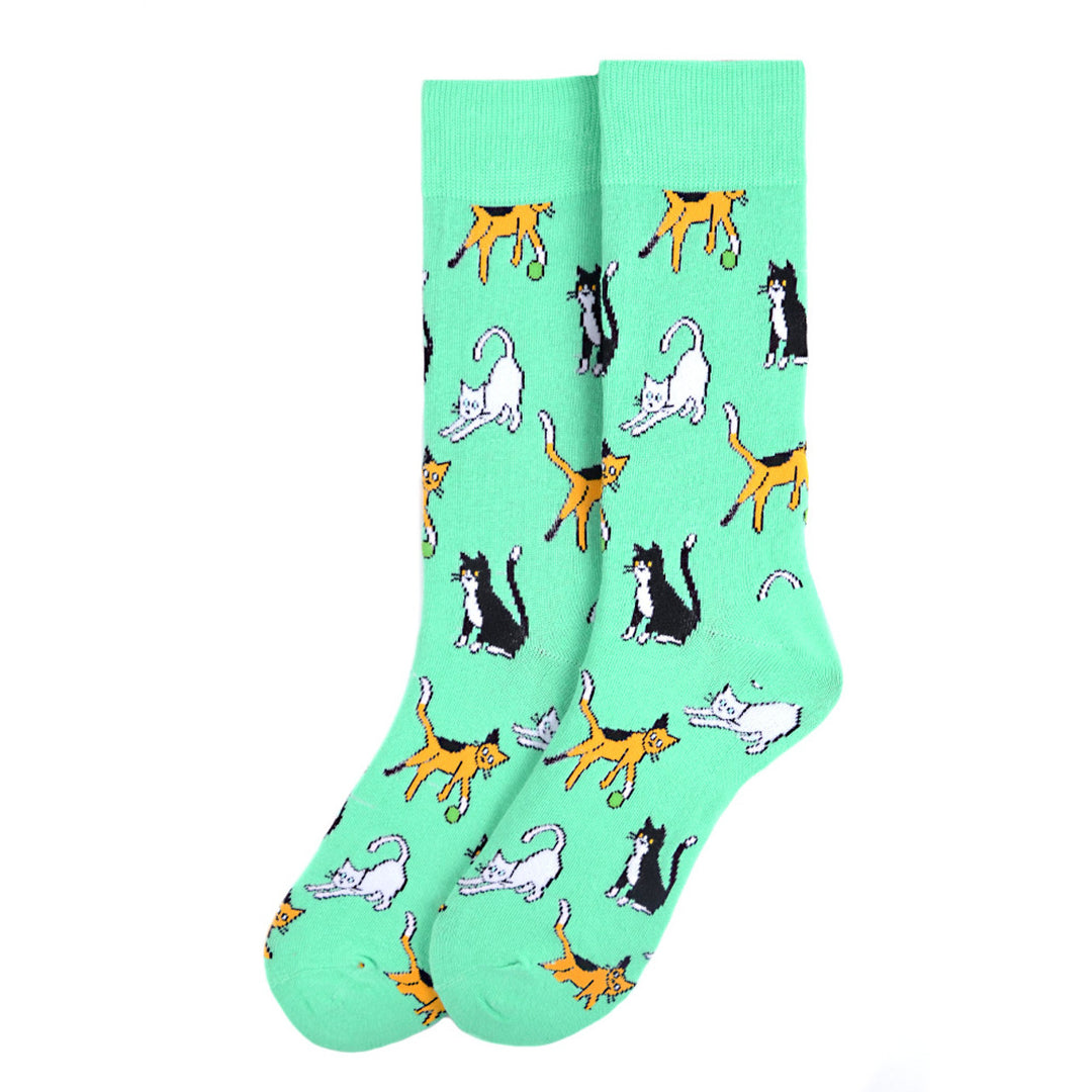 Funny Socks Crazy Kitty Socks Cat Novelty Socks Playful Cats Crew Socks Cats Image 3