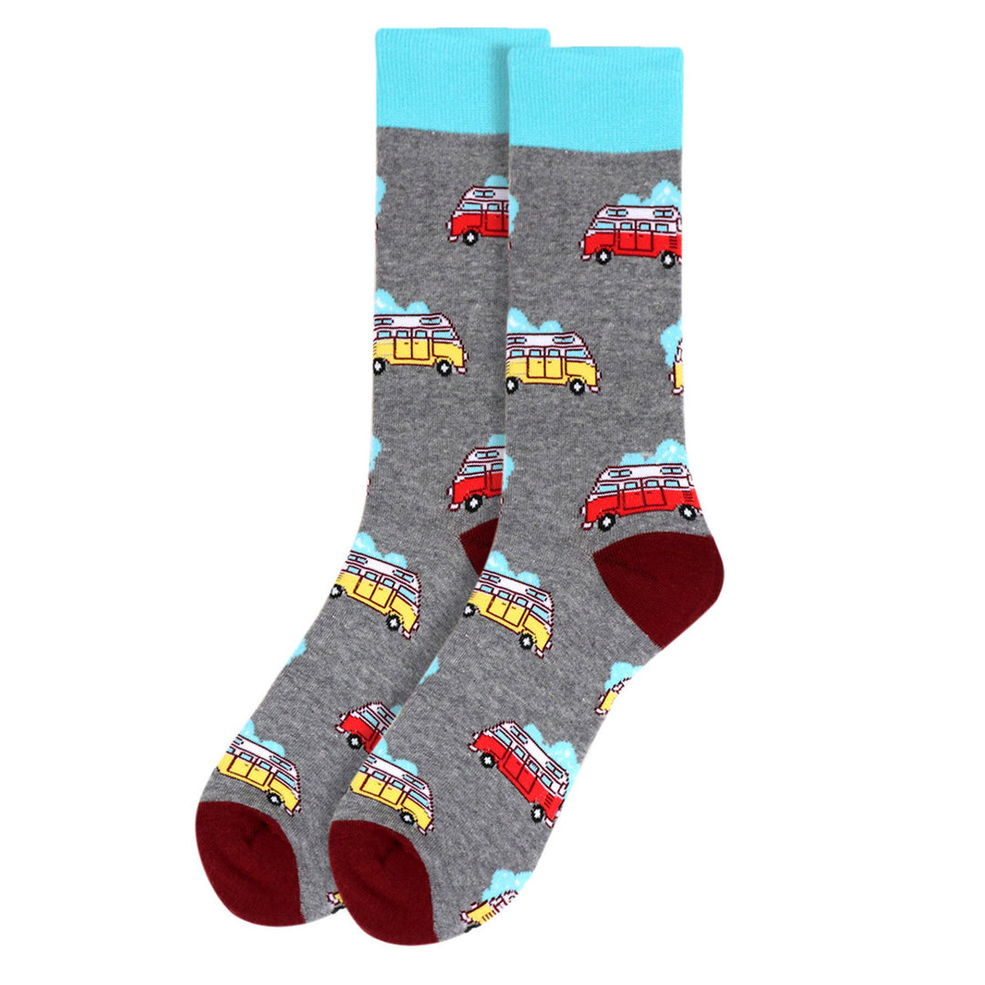 Funny Socks Mens Camping Novelty Socks Grey and Red For Camping Outdoors Hiking Lovers Everywhere Dad Gifts Image 2