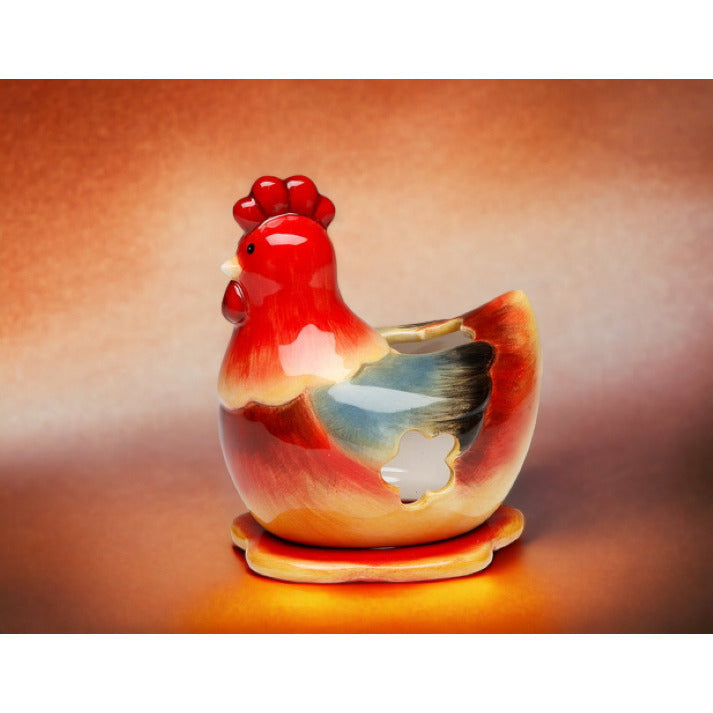 Ceramic Red Hen Tea Light Candle Holder Home D cor  Kitchen D cor Farmhouse D cor, Image 2