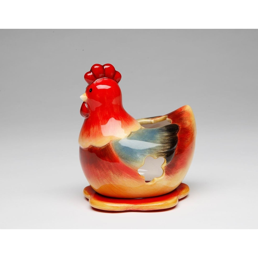 Ceramic Red Hen Tea Light Candle Holder Home D cor  Kitchen D cor Farmhouse D cor, Image 3