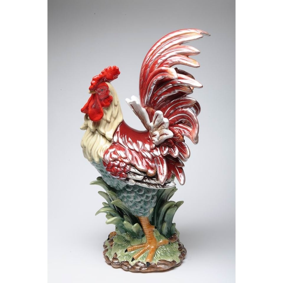 Ceramic Red Rooster Statue 23.5in Image 3