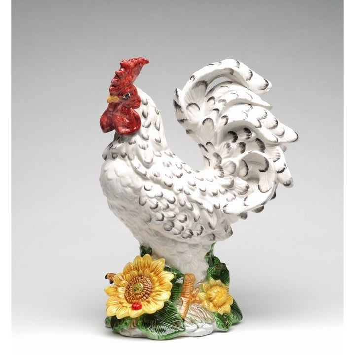 Ceramic Large White Rooster with Sunflower 7.5x12.5x15.25 Image 3