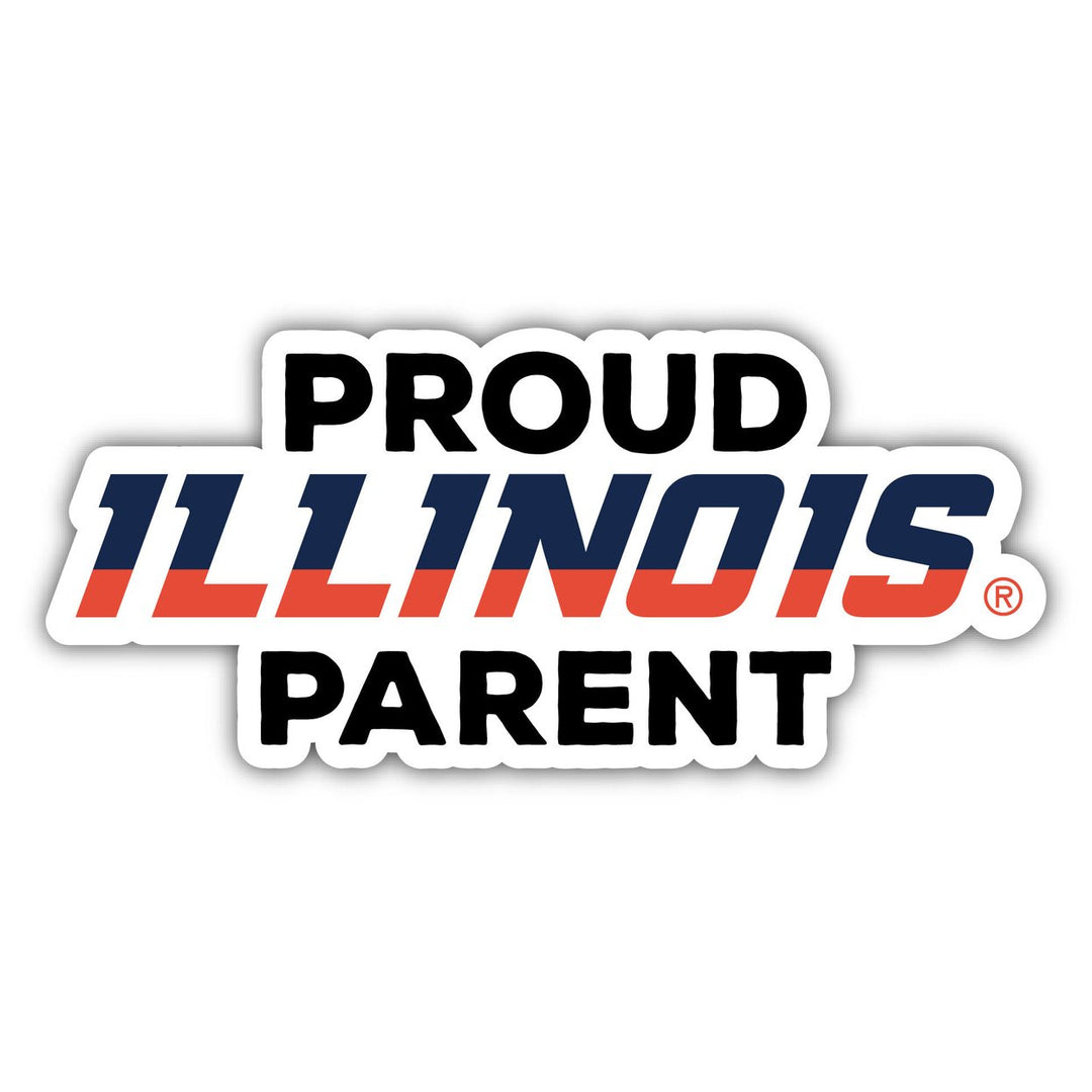 Illinois Fighting Illini Proud Parent 4" Sticker - (4 Pack) Image 1