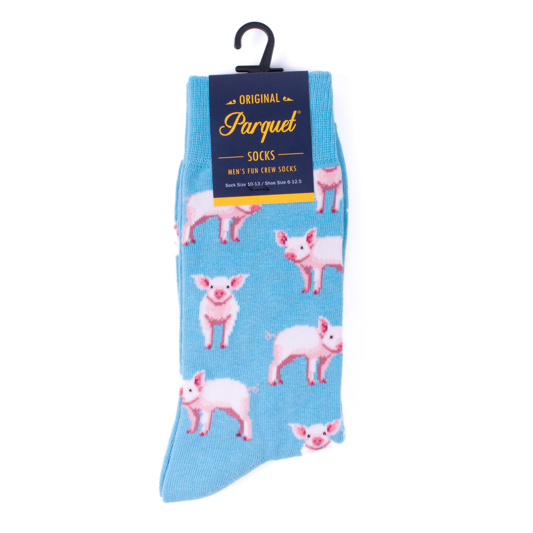 Funny Socks Mens Pigs Novelty Socks Baby Blue and Pink Pig Farm Little Piggies  Gift for Pig Lover Image 3