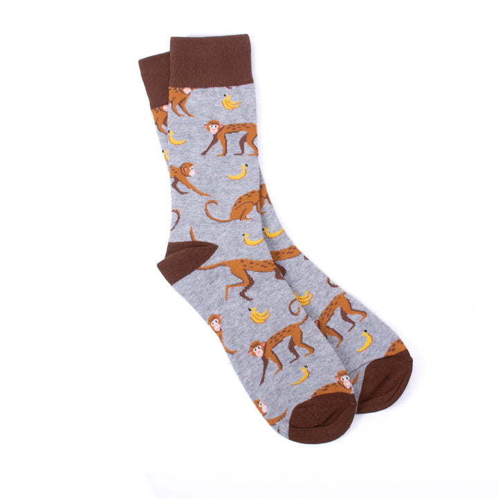 Mens Monkeys with Bananas Novelty Socks Monkey Safari Socks Mans Funky Monkey Socks Cool Great Gift for Monkey Lovers Image 2