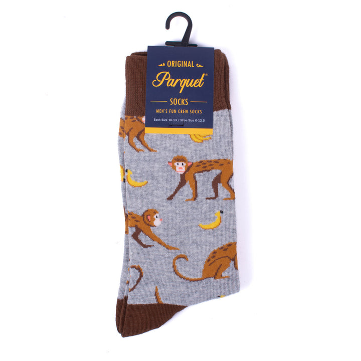 Mens Monkeys with Bananas Novelty Socks Monkey Safari Socks Mans Funky Monkey Socks Cool Great Gift for Monkey Lovers Image 3