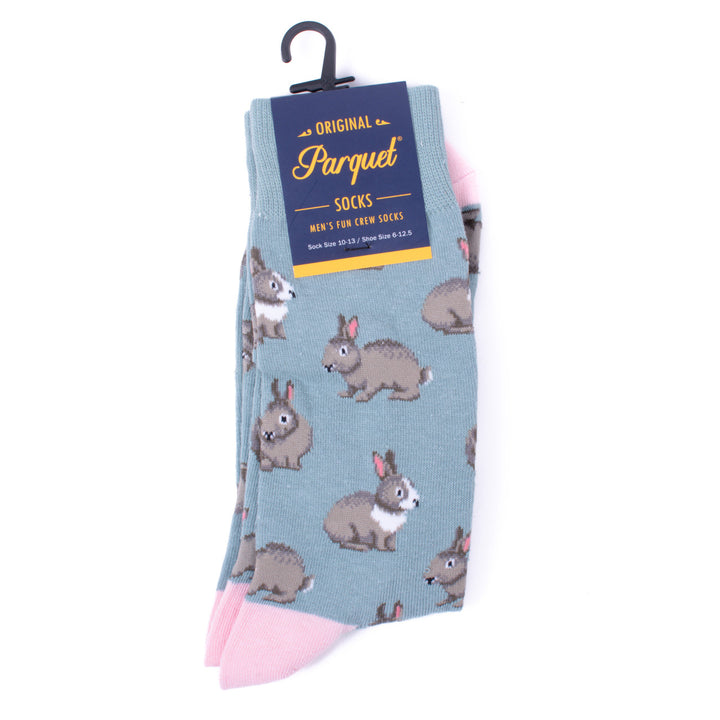Men's Adorable Rabbits Novelty Socks Pink and Gray Rabbit Socks Heart of the Country Socks Cool Great Gift for Rabbit Image 2