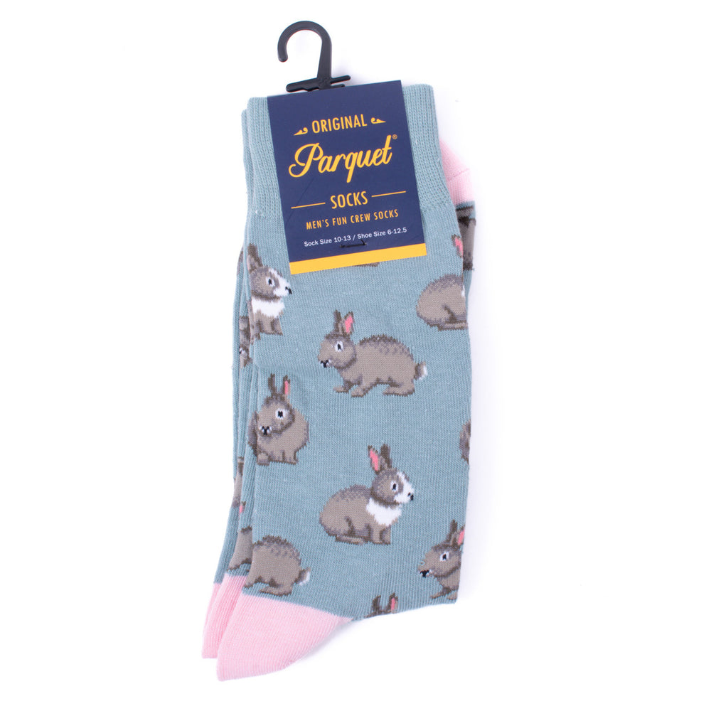 Mens Adorable Rabbits Novelty Socks Pink and Gray Rabbit Socks Heart of the Country Socks Cool Great Gift for Rabbit Image 2