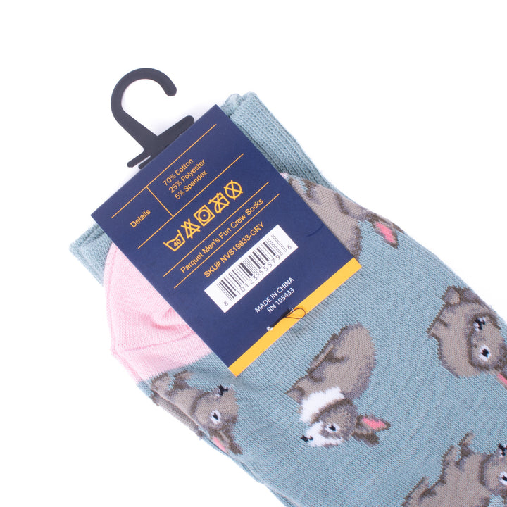 Men's Adorable Rabbits Novelty Socks Pink and Gray Rabbit Socks Heart of the Country Socks Cool Great Gift for Rabbit Image 3