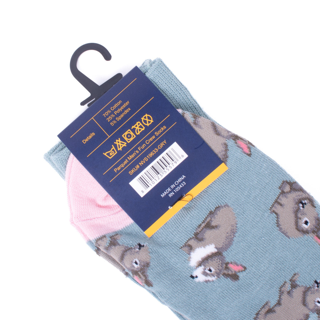 Mens Adorable Rabbits Novelty Socks Pink and Gray Rabbit Socks Heart of the Country Socks Cool Great Gift for Rabbit Image 3