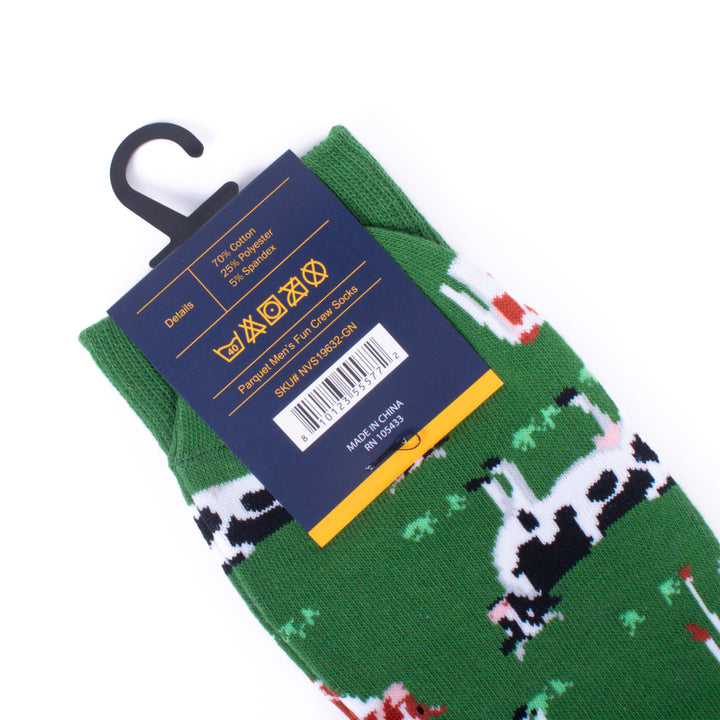 Mens Farmers Cows On Green Field Novelty Socks Cow Farm Socks Mans Country Farmer Socks Cool Great Gift for Dairy Cows Image 4