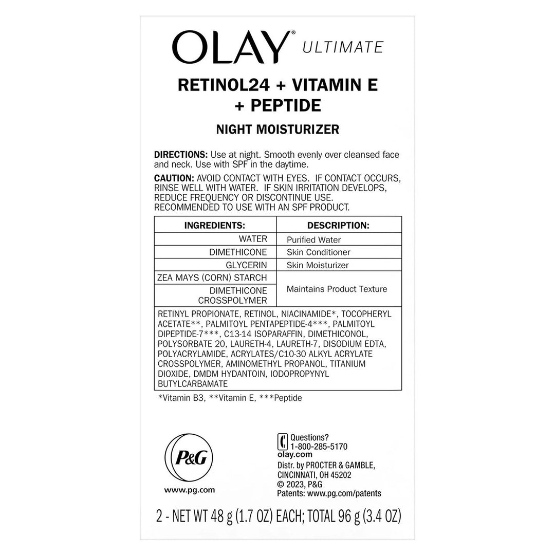 Olay Ultimate Retinol 24 + Vitamin E + Peptide Night Moisturizer (1.7 Oz 2 Pk) Image 4