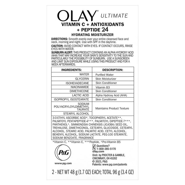 Olay Ultimate Vitamin C + Antioxidants + Peptide 24 Moisturizer 1.7 Oz (2 Pack) Image 4