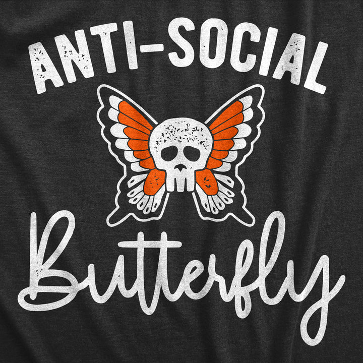 Mens Anti Social Butterfly T Shirt Funny Sarcastic T-shirt Offensive Skull Graphic Cool Tee Image 2