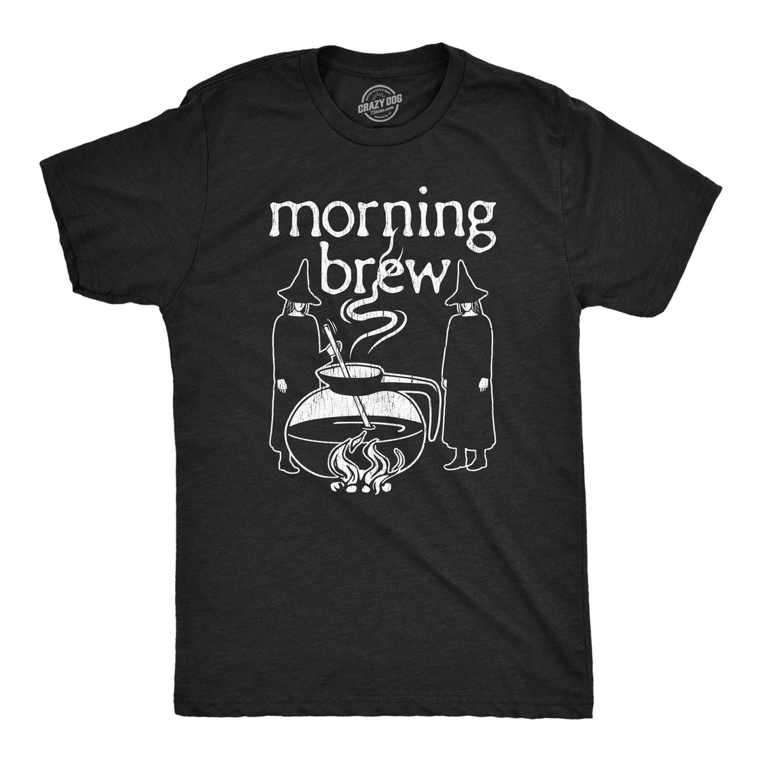 Mens Morning Brew T Shirt Funny Witch Potion Coffee Pot Joke Tee For Guys Image 1