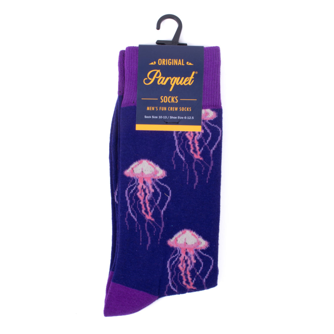 Mens Pink Jelly Fish Novelty Socks Purple Sock Tropical Life Ocean Beach Socks Mans Ocean Jelly Fish Socks Great Gift Image 3