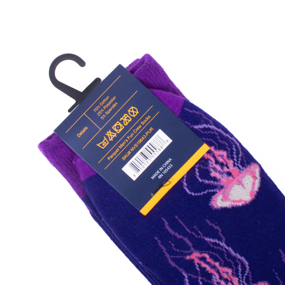 Mens Pink Jelly Fish Novelty Socks Purple Sock Tropical Life Ocean Beach Socks Mans Ocean Jelly Fish Socks Great Gift Image 4