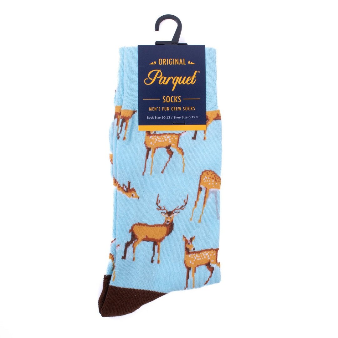 Mens Deer Family Novelty Socks Baby Blue Sock Wildlife Mountains Socks Mans Deers Socks Great Gift Funny Socks Image 3