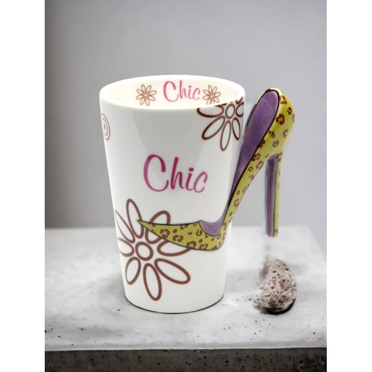 Ceramic Leopard Print High Heel Coffee Mug 12oz Kitchen Office Gift Image 1