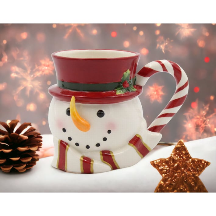 Ceramic Snowman Coffee Mug Set of 2 13oz Christmas Image 1