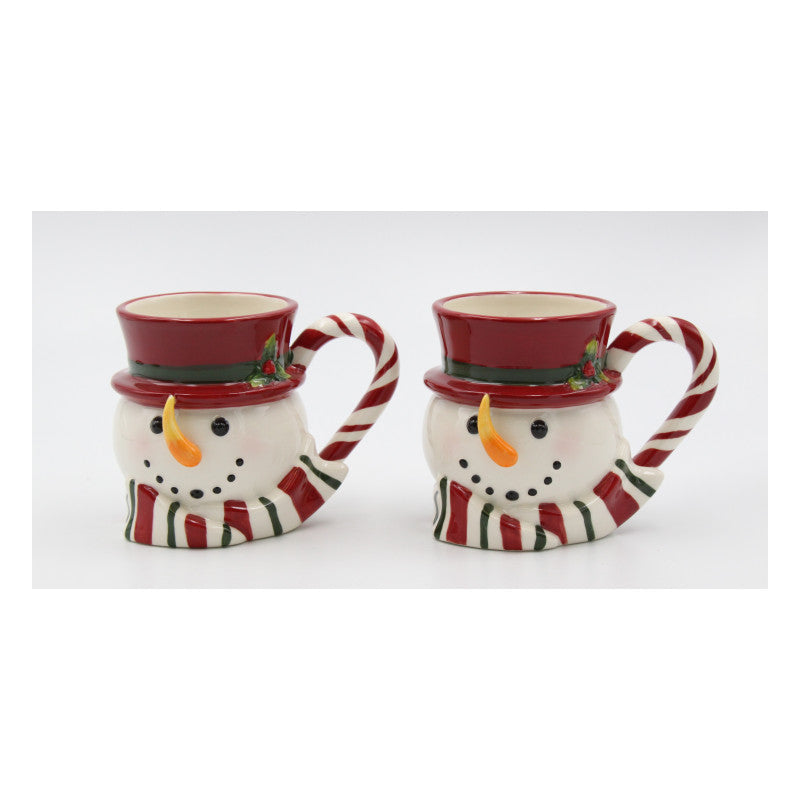 Ceramic Snowman Coffee Mug Set of 2 13oz Christmas Image 2