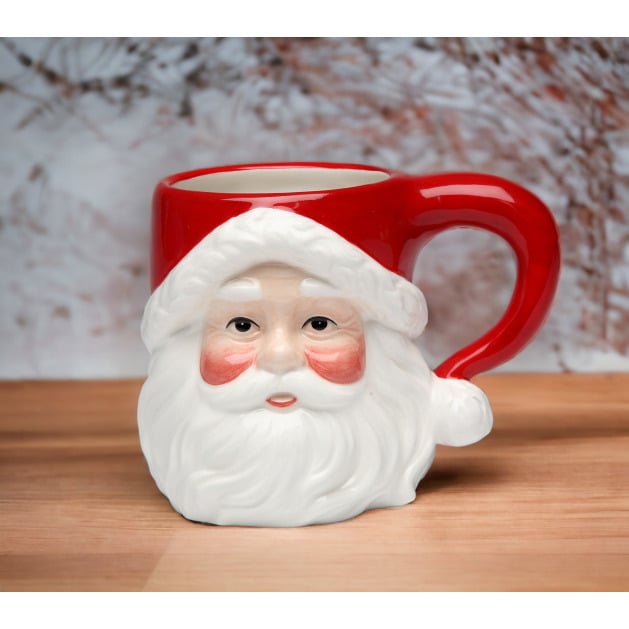 Ceramic Santa Mugs Set of 4 Christmas Holiday  14 oz Image 2