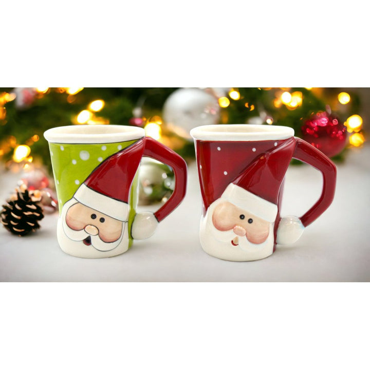 Ceramic Christmas Santa Mug Set of 2 Holiday Mom Image 1