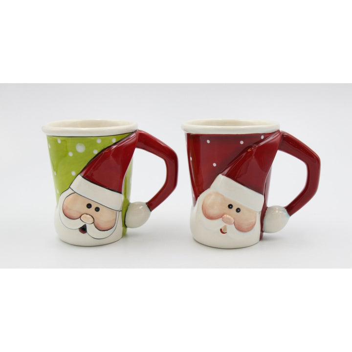 Ceramic Christmas Santa Mug Set of 2 Holiday Mom Image 2