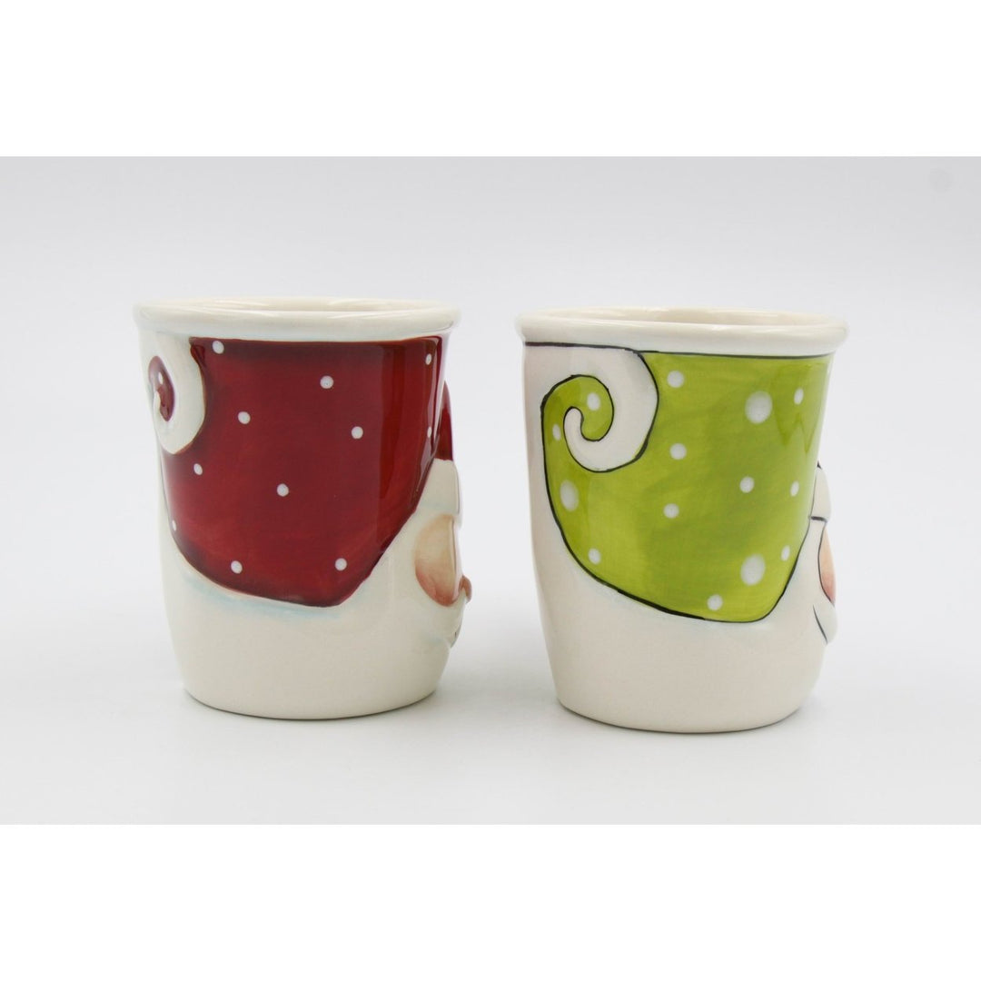 Ceramic Christmas Santa Mug Set of 2 Holiday Mom Image 4