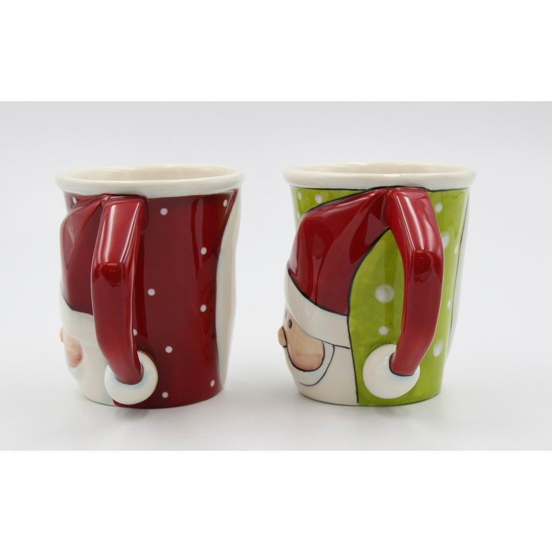 Ceramic Christmas Santa Mug Set of 2 Holiday Mom Image 4