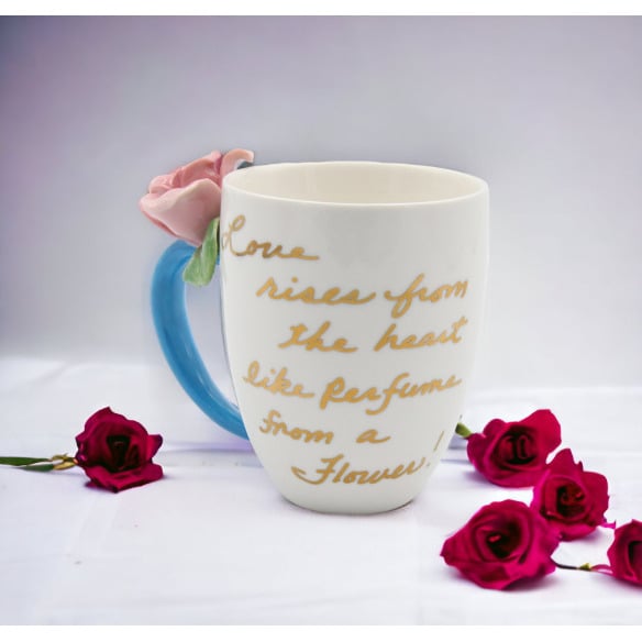 Ceramic Pink Rose Mug 10oz  Mom Valentines Day Decor Image 2